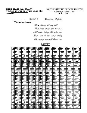 Đề thi viết chữ đẹp cấp trường Lớp 1 - Năm học 2015-2016 - Trường Tiểu học Long Túc